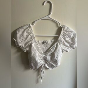 White Hollister Eyelet Crop Top
